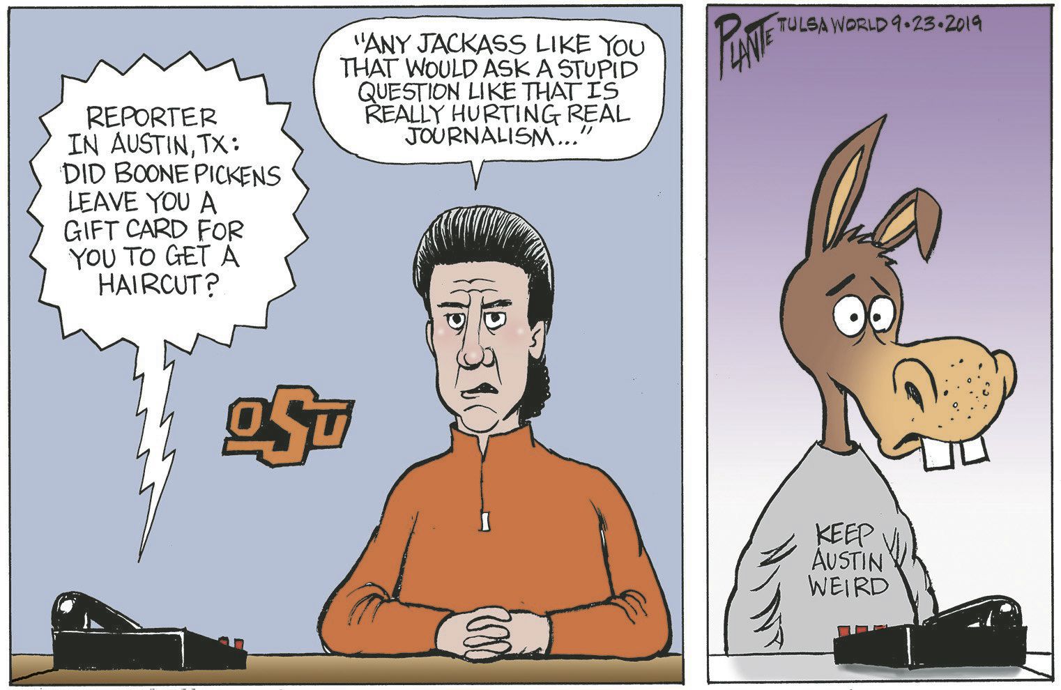 Bruce Plante Cartoon: OSU Coach Mike Gundy